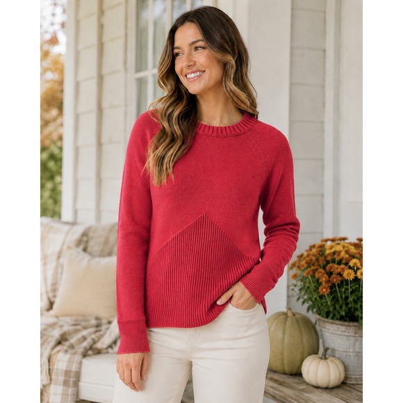 Athleta Tops - ✨2/$20 Athleta Mesa Sweater Wool Blend Radiant Red Small Raglan Ribbed Crew